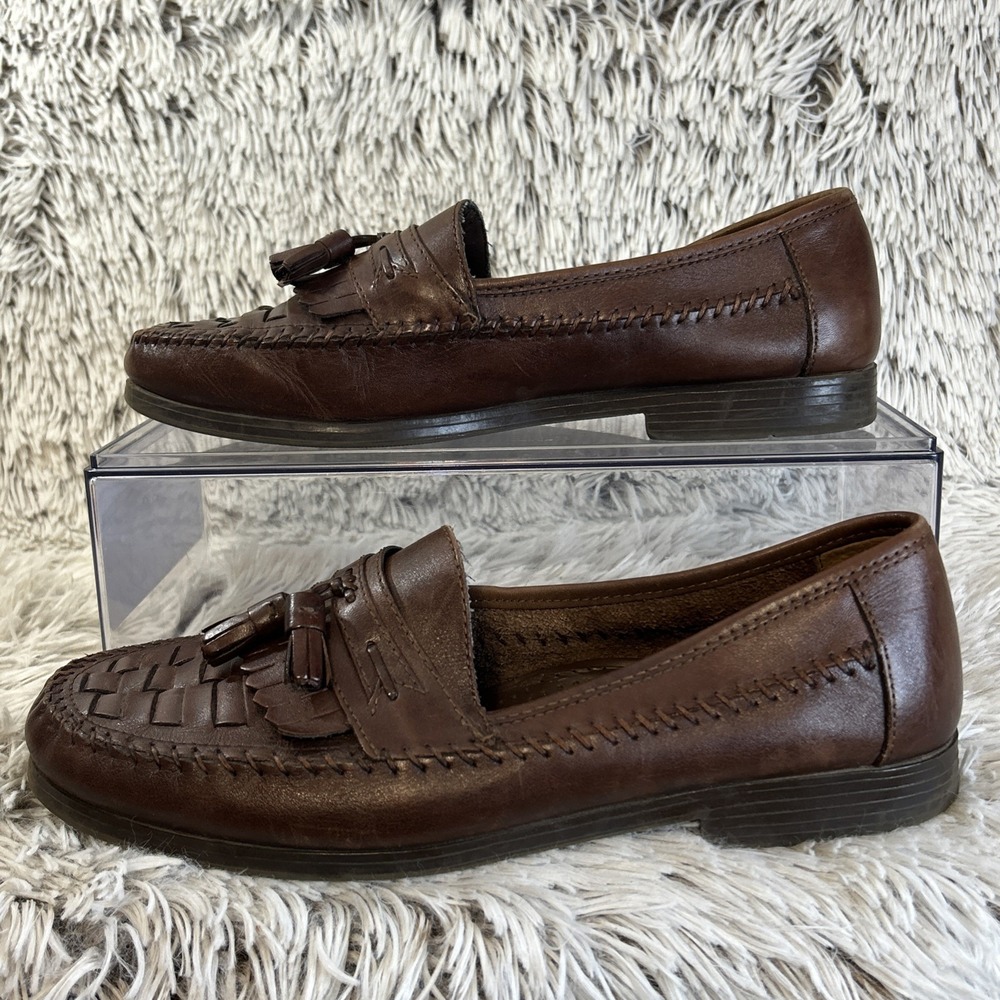 Stafford Essentials Shoes Mens 10 M Slip On Tassel Kiltie Loafer Brown‎ Leather